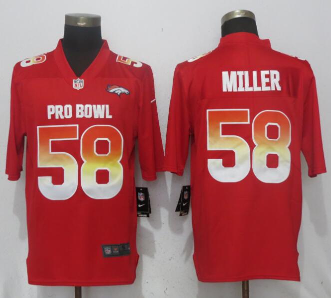 AFC Broncos 58 Von Miller Red 2018 Pro Bowl Game Jersey