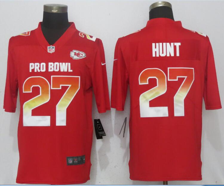  AFC Chiefs 27 Kareem Hunt Red 2018 Pro Bowl Game Jersey