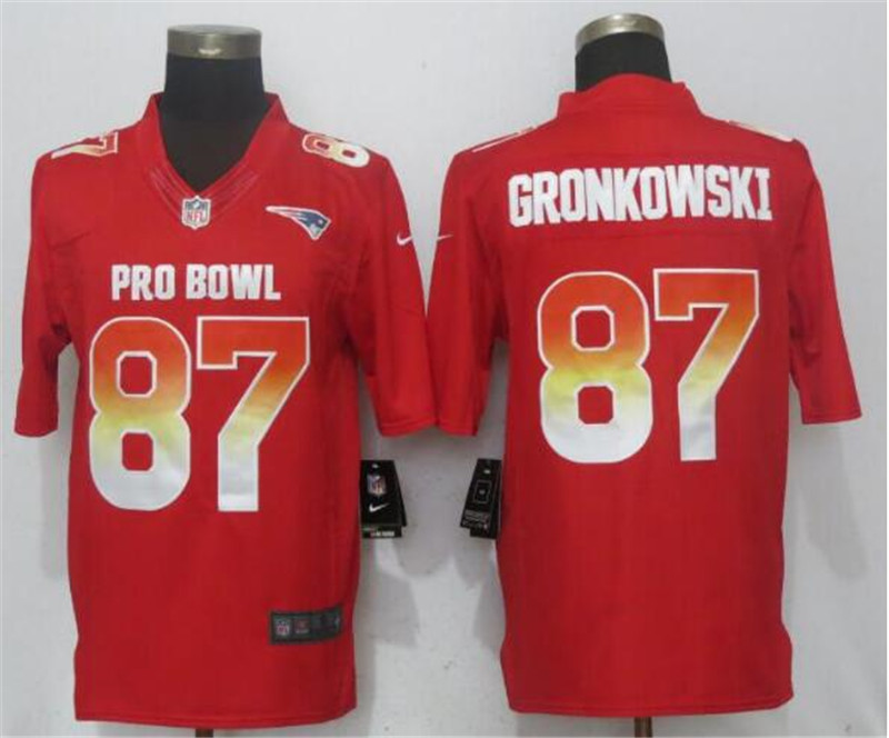  AFC Patriots 87 Rob Gronkowski Red 2019 Pro Bowl Limited Jersey