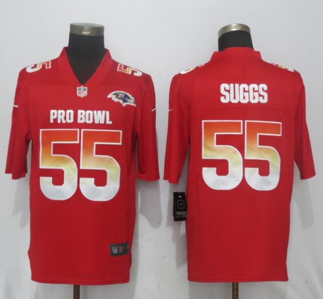  AFC Ravens 55 Terrell Suggs Red 2018 Pro Bowl Game Jersey