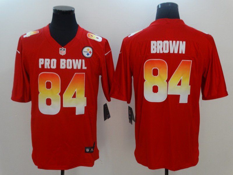  AFC Steelers 84 Antonio Brown Red 2018 Pro Bowl Game Jersey