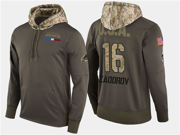  Aavalanche 16 Nikita Zadorov Olive Salute To Service Pullover Hoodie