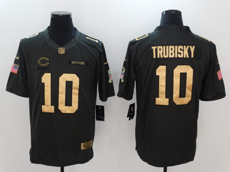  Bears 10 Mitchell Trubisky Anthracite Gold Salute to Service Limited Jersey