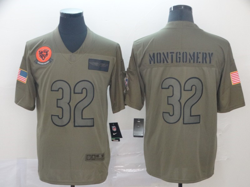 Nike Bears 32 David Montgomery 2019 Olive Salute To Service Limited Jersey