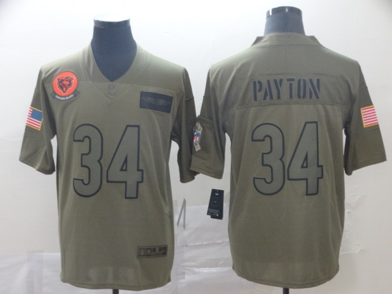 Nike Bears 34 Walter Payton 2019 Olive Salute To Service Limited Jersey