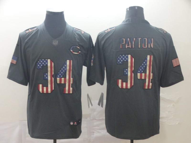Nike Bears 34 Walter Payton 2019 Salute To Service USA Flag Fashion Limited Jersey