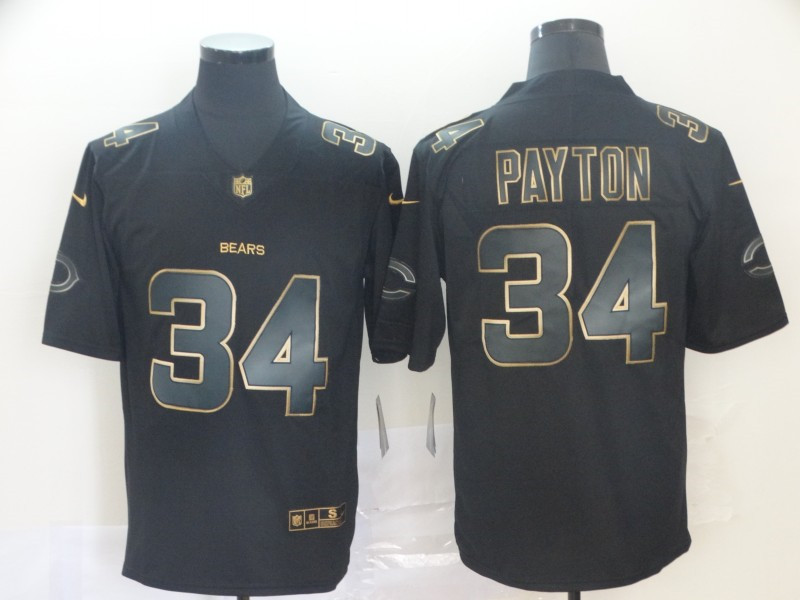 Nike Bears 34 Walter Payton Black Gold Vapor Untouchable Limited Jersey