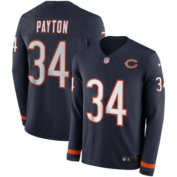  Bears 34 Walter Payton Navy Long Sleeve Limited Jersey