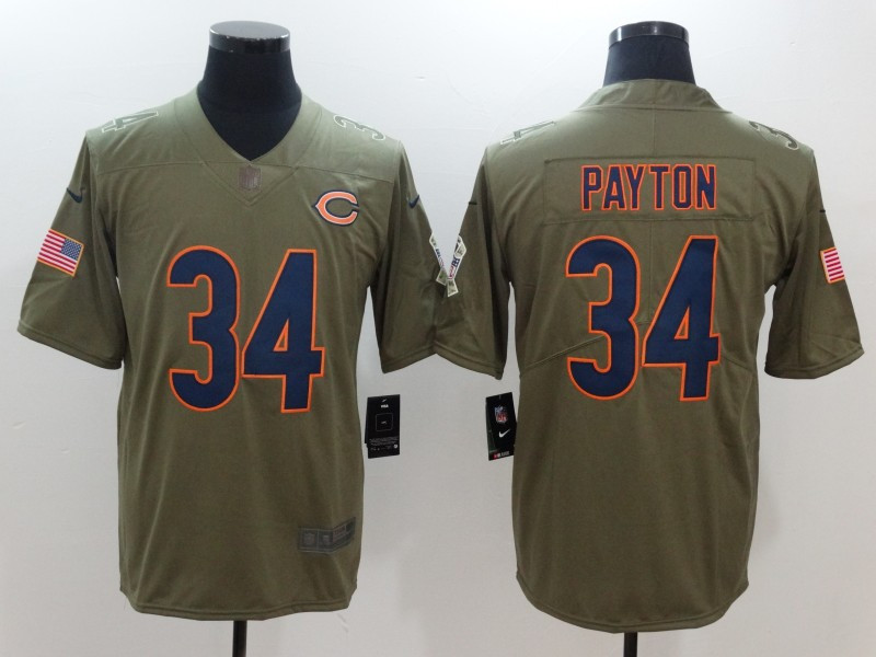 Bears 34 Walter Payton Olive Salute To Service Limited Jersey