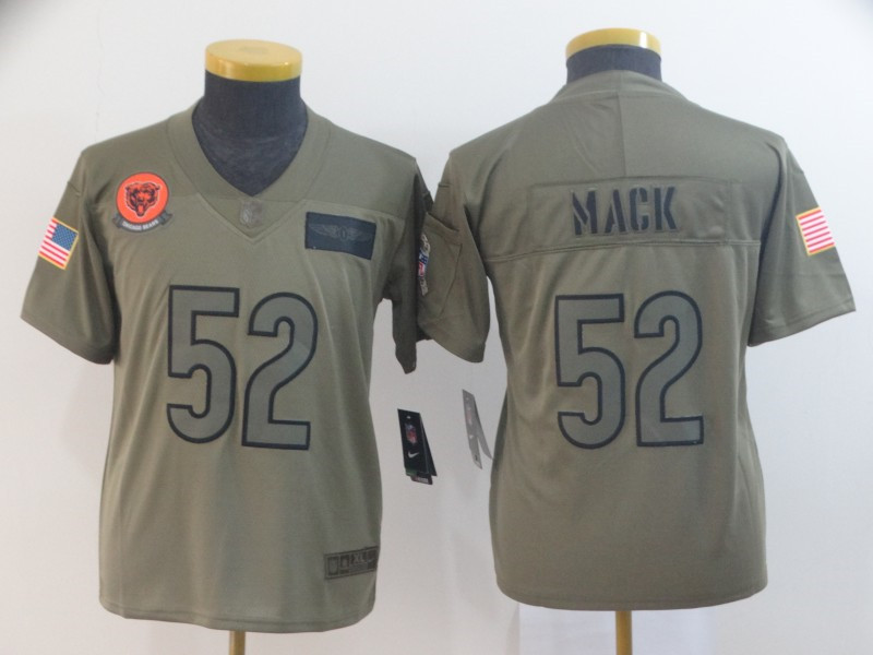 Nike Bears 52 Khalil Mack 2019 Olive Youth Salute To Service Limited Jersey