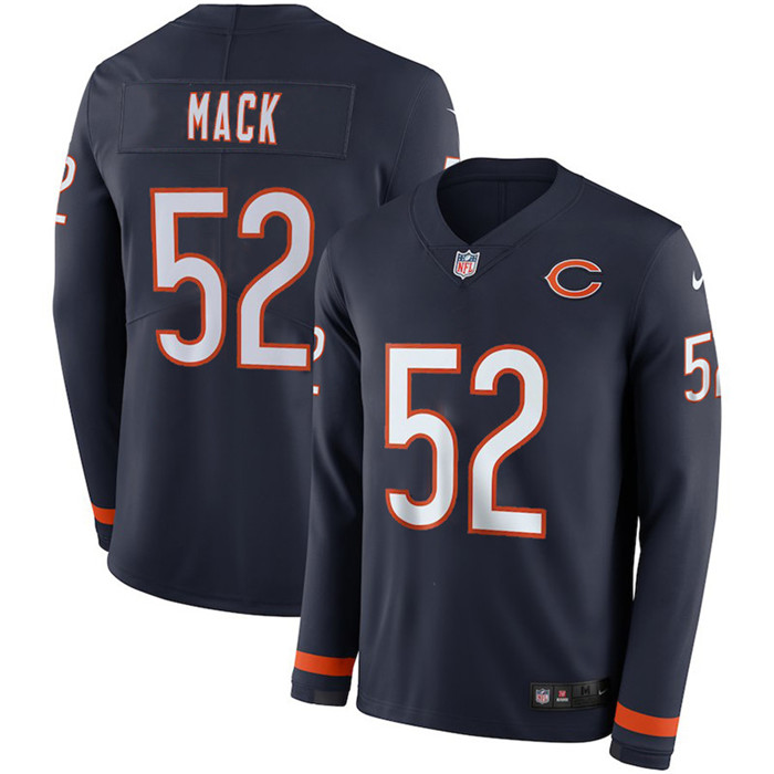  Bears 52 Khalil Mack Navy Long Sleeve Limited Jersey