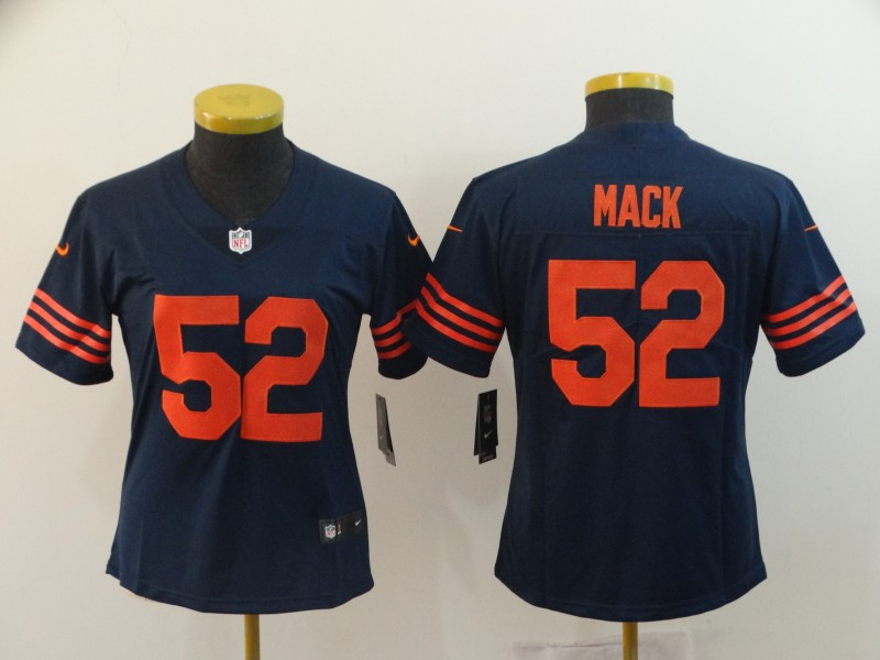  Bears 52 Khalil Mack Navy Throwback Women Vapor Untouchable Limited Jersey