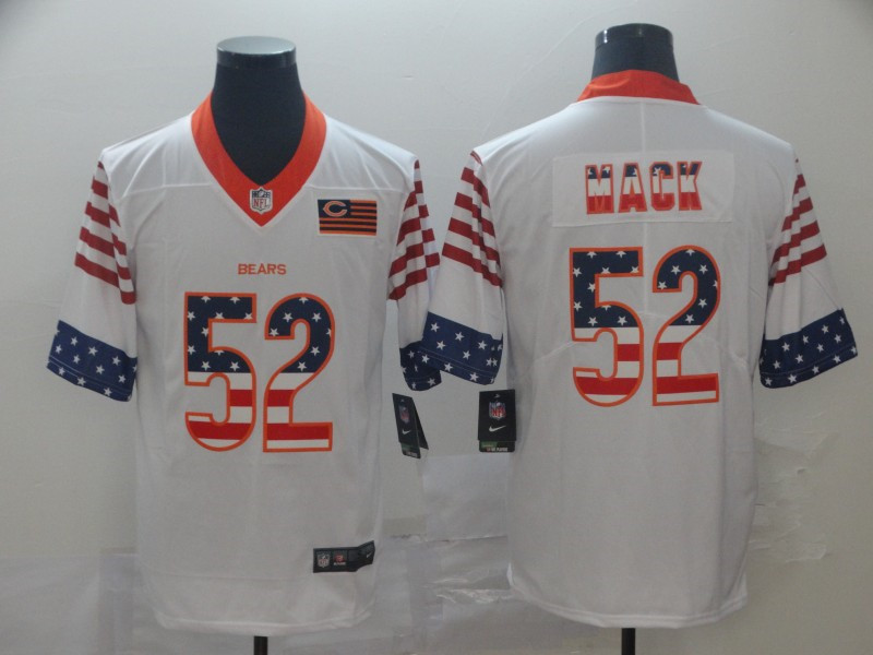 Nike Bears 52 Khalil Mack White USA Flag Fashion Limited Jersey