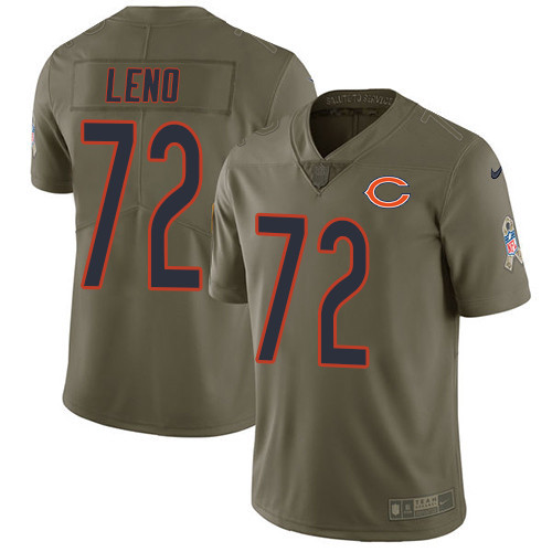  Bears 72 Charles Jr. Leno Olive Salute To Service Limited Jersey