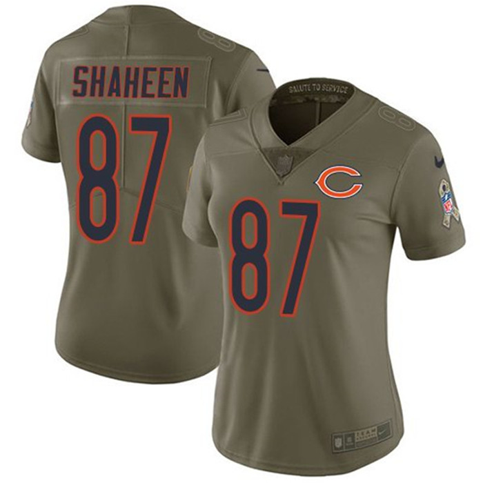  Bears 87 Adam Shaheen Olive Women Salute To Service Limited Jersey