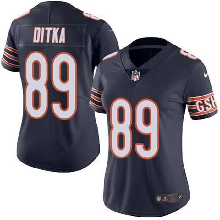  Bears 89 Mike Ditka Navy Women Vapor Untouchable Limited Jersey