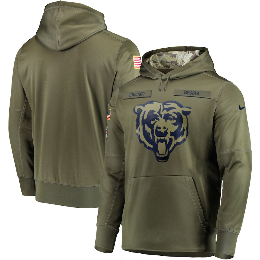 Bears Olive Salute To Service Men's Pullove Hoodie