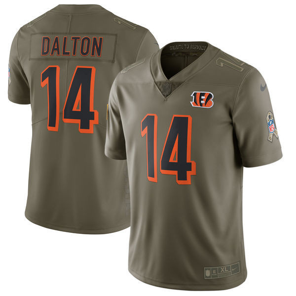  Bengals 14 Andy Dalton Olive Salute To Service Limited Jersey