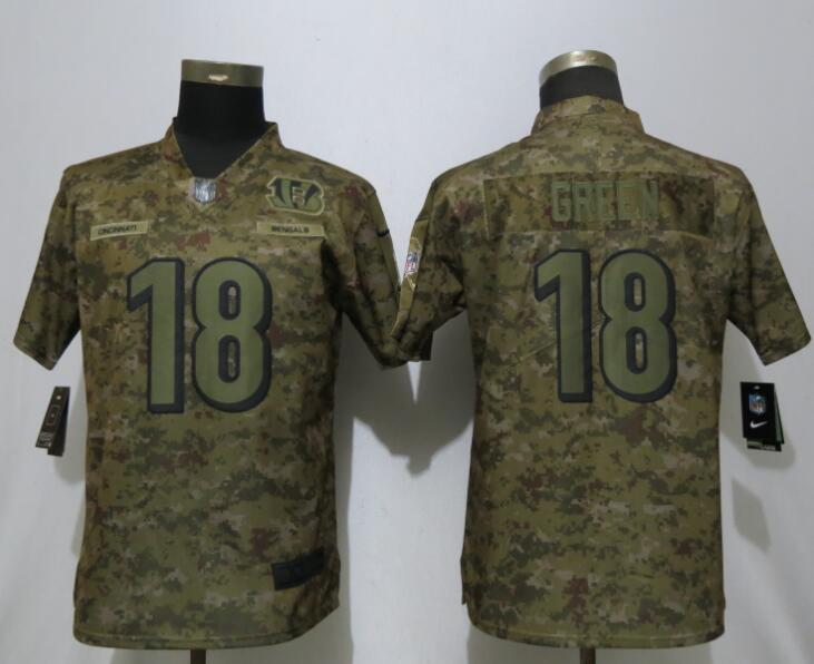  Bengals 18 A.J. Green Camo Women Salute To Service Limited Jersey