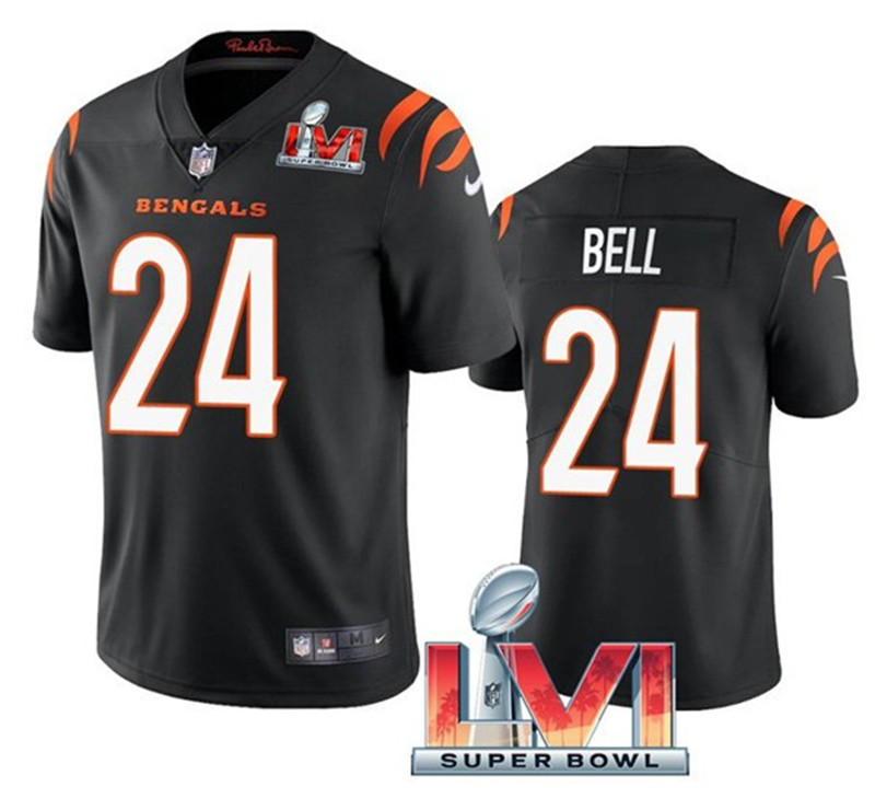 Nike Bengals 24 Vonn Bell Black 2022 Super Bowl LVI Vapor Limited Jersey