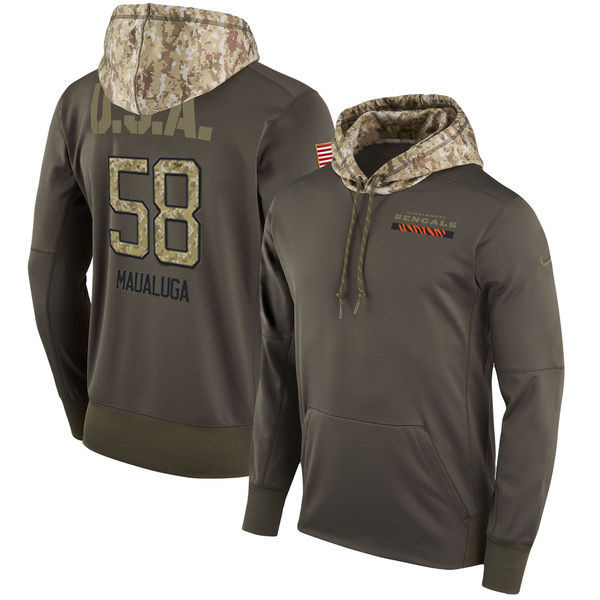  Bengals 58 Rey Maualuga Olive Salute To Service Pullover Hoodie