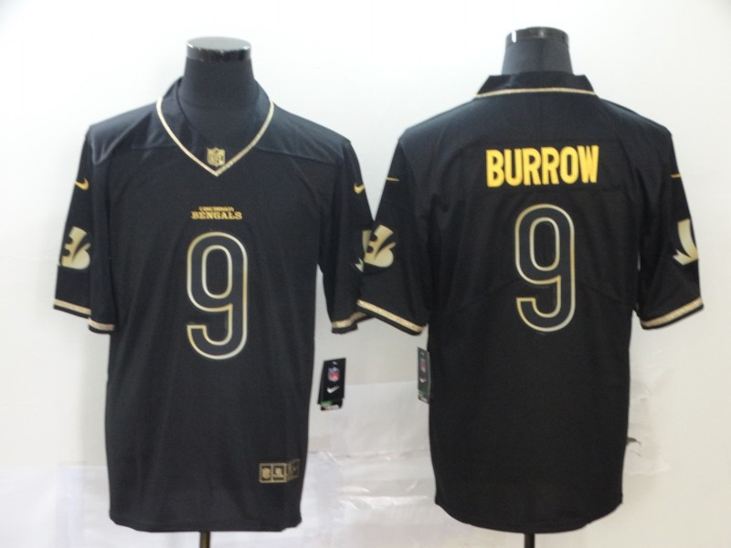 Nike Bengals 9 Joe Burrow Black Gold Vapor Untouchable Limited Jersey