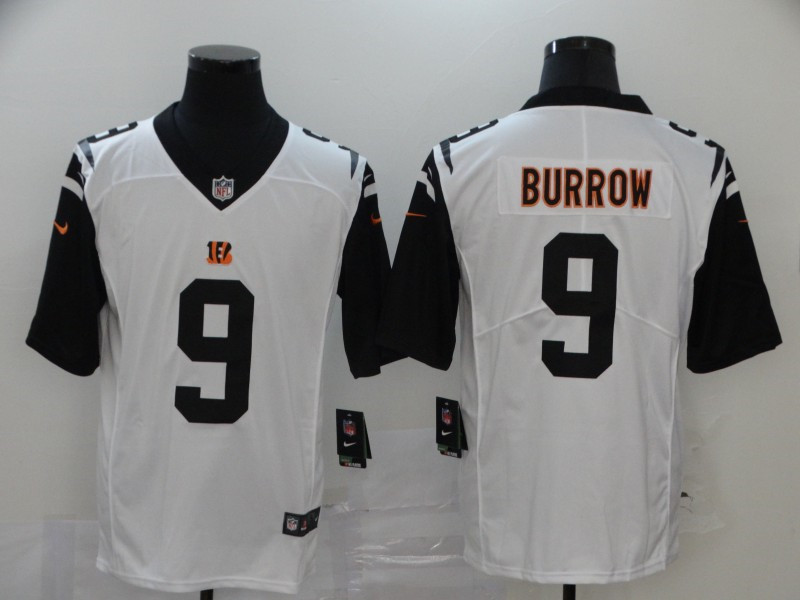 Nike Bengals 9 Joe Burrow Orange Black 2020 NFL Draft First Round Pick Color Rush Limited Jersey