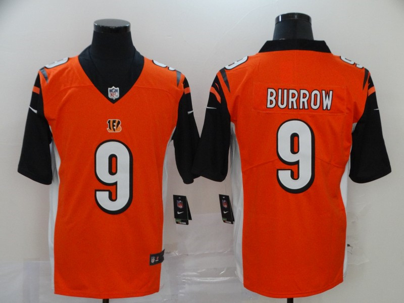 Nike Bengals 9 Joe Burrow Orange Black 2020 NFL Draft First Round Pick Vapor Untouchable Limited Jersey