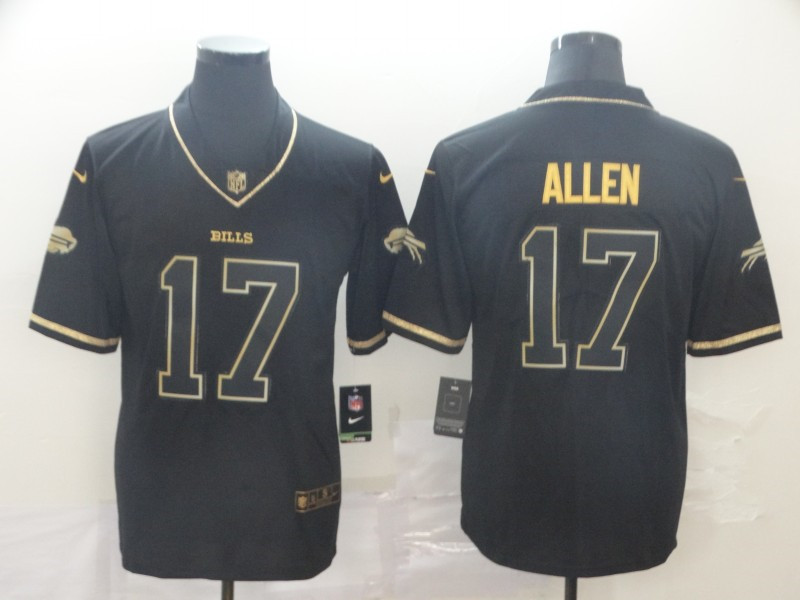 Nike Bills 17 Josh Allen Black Gold Throwback Vapor Untouchable Limited Jersey