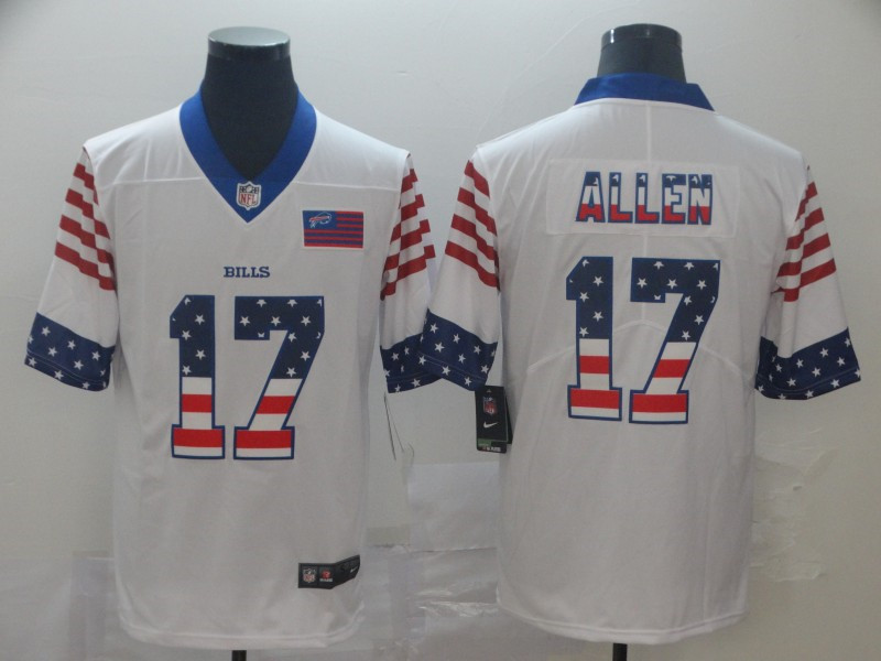 Nike Bills 17 Josh Allen White USA Flag Fashion Limited Jersey