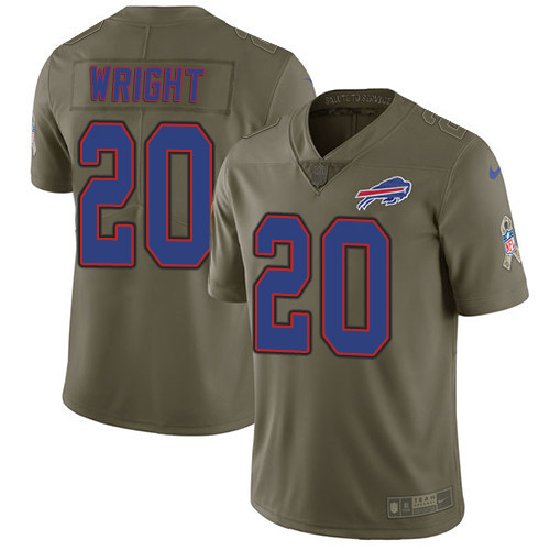  Bills 20 Shareece Wirght Olive Salute To Service Limited Jersey