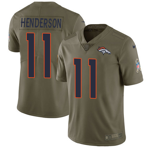 Broncos 11 Carlos Henderson Olive Salute To Service Limited Jersey