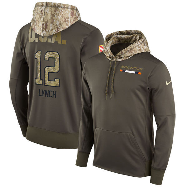  Broncos 12 Paxton Lynch Olive Salute To Service Pullover Hoodie