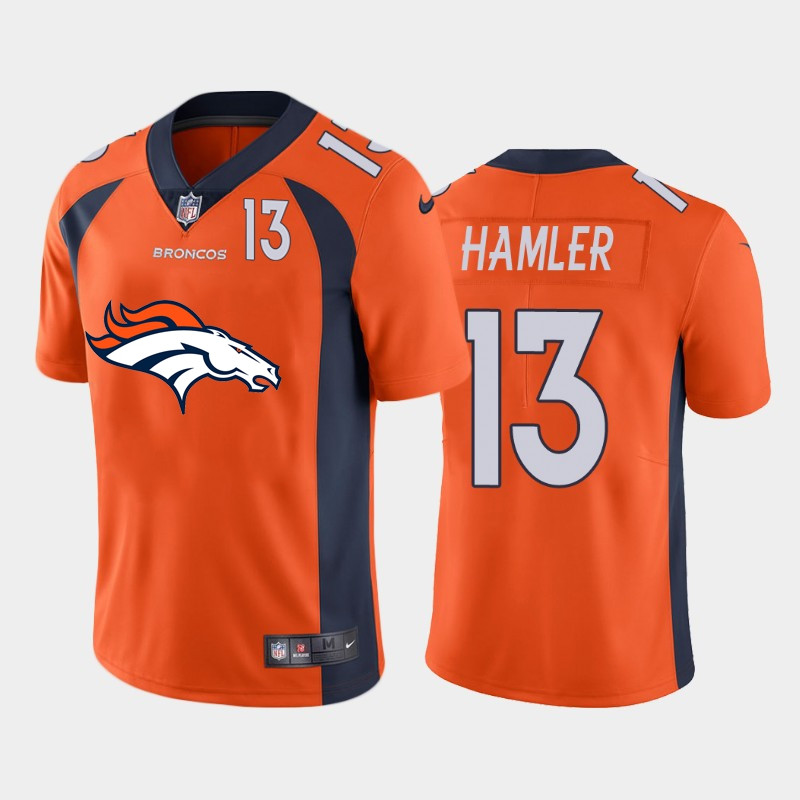 Nike Broncos 13 KJ Hamler Orange Team Big Logo Number Vapor Untouchable Limited Jersey