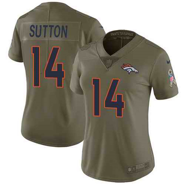  Broncos 14 Courtland Sutton Olive Women Salute To Service Limited Jersey