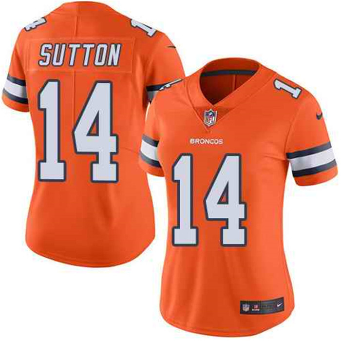  Broncos 14 Courtland Sutton Orange Women Color Rush Limited Jersey