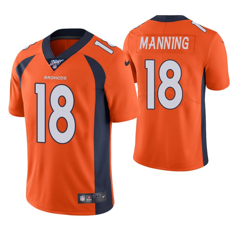 Nike Broncos 18 Peyton Manning Orange 100th Season Vapor Untouchable Limited Jersey
