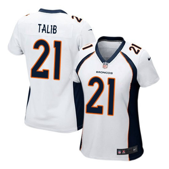  Broncos 21 Aqib Talib White Women Game Jersey