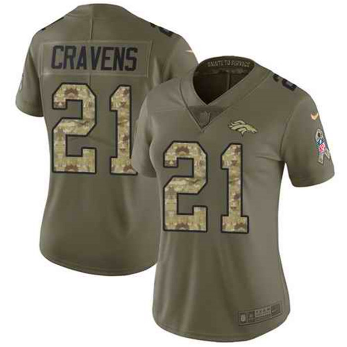  Broncos 21 Su'a Cravens Olive Camo Women Salute To Service Limited Jersey