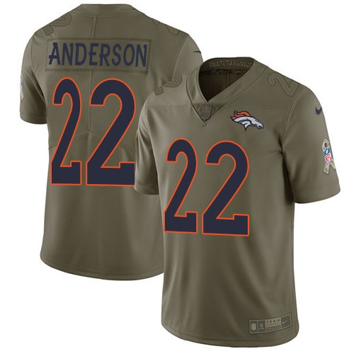  Broncos 22 C.J. Anderson Olive Salute To Service Limited Jersey