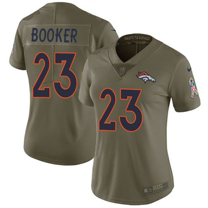  Broncos 23 Devontae Booker Olive Women Salute To Service Limited Jersey