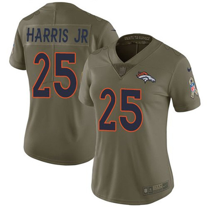  Broncos 25 Chris Harris Jr Olive Women Salute To Service Limited Jersey
