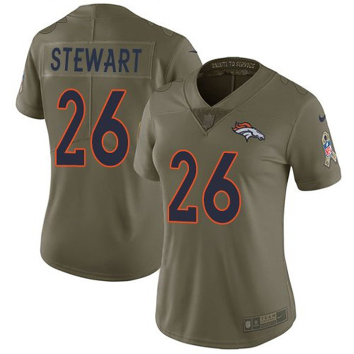  Broncos 26 Darian Stewart Olive Women Salute To Service Limited Jersey