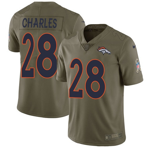  Broncos 28 Jamaal Charles Olive Salute To Service Limited Jersey