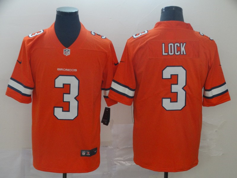 Nike Broncos 3 Drew Lock Orange Color Rush Limited Jersey