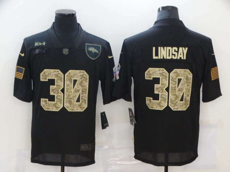 Nike Broncos 30 Phillip Lindsay Black Camo 2020 Salute To Service Limited Jersey