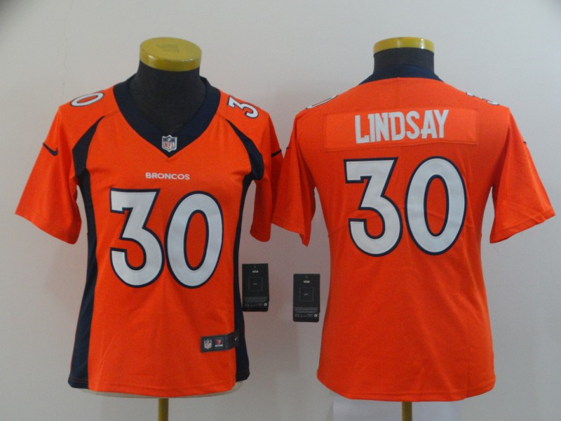  Broncos 30 Phillip Lindsay Orange Women Vapor Untouchable Limited Jersey
