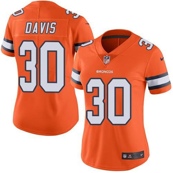  Broncos 30 Terrell Davis Orange Women Color Rush Limited Jersey