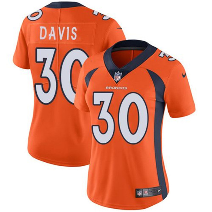  Broncos 30 Terrell Davis Orange Women Vapor Untouchable Limited Jersey