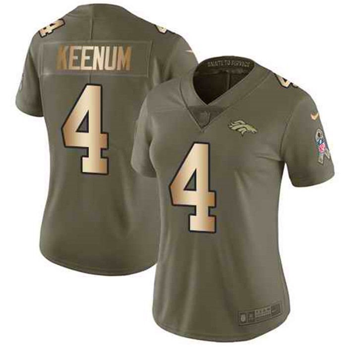  Broncos 4 Case Keenum Olive Gold Women Salute To Service Limited Jersey